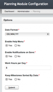 Configuration Options for Planning Module