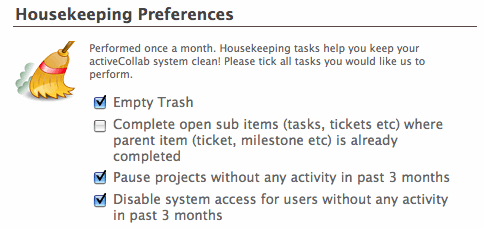 Housekeeping Preferences in acGarage Profile