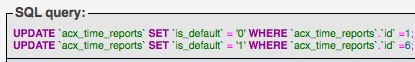 Update Time Reports table to set default report