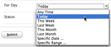 Options for day while creating new time report