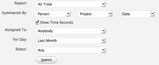 Runtime filtering for Time Reports