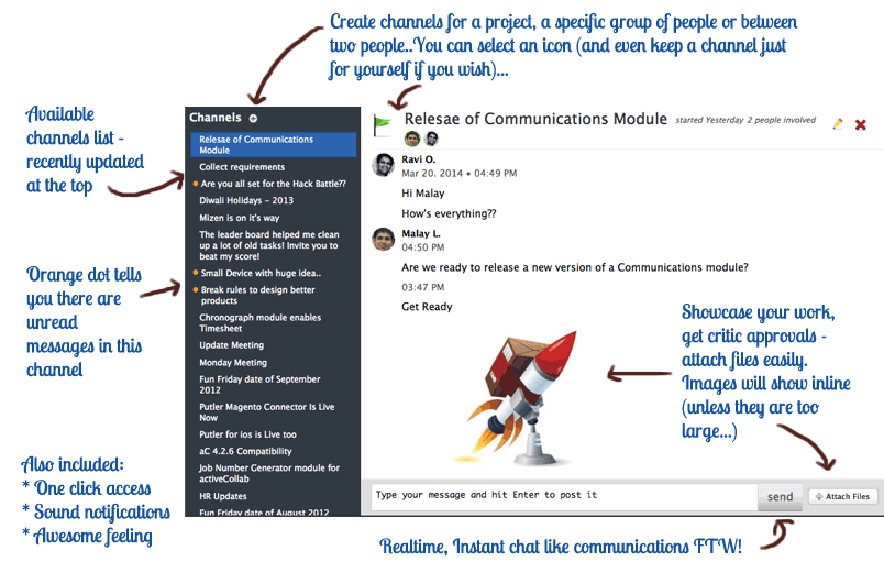 Communications module - Channels and Live Chat - annotated