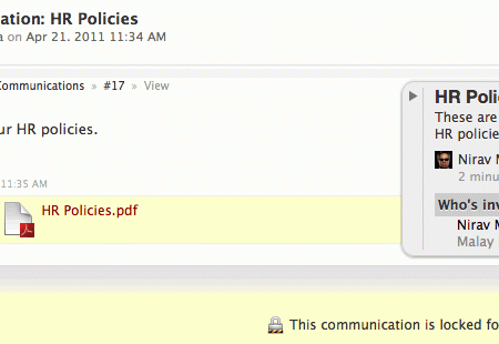 Communication used to post a global confidential document