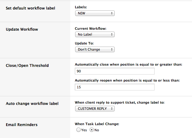 Workflow Rule Settings