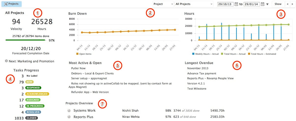 Reports Plus Projects Dashboard
